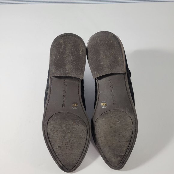 Lucky Brand Jakeela Black Suede Ankle Bootie Women's Size 5.5 - Picture 7 of 11